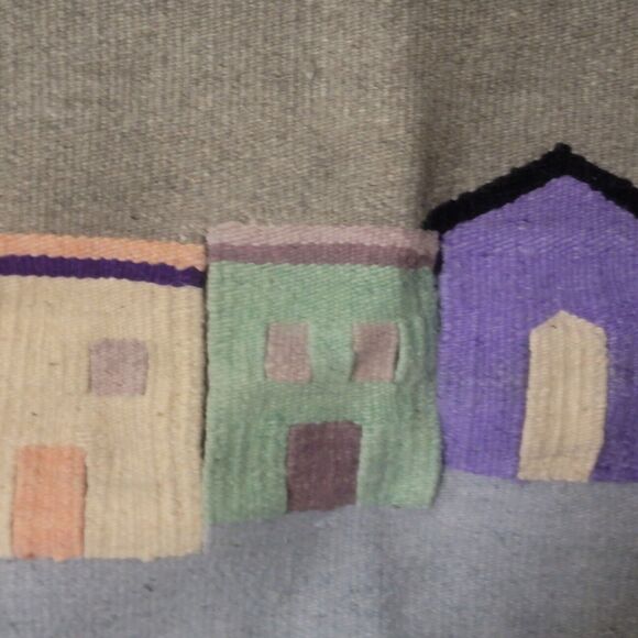 Vintage Southwestern Wool Wall Tapestry 3D Pueblo Cutout Home Decor 28x45 - Picture 9 of 16